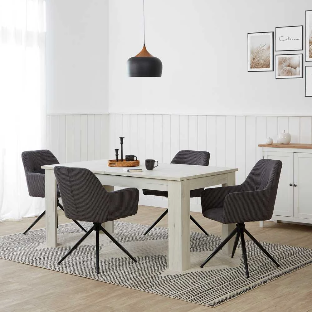 Homestyle4U Valgomojo kėdžių komplektas, 57x85x59 cm, pilka