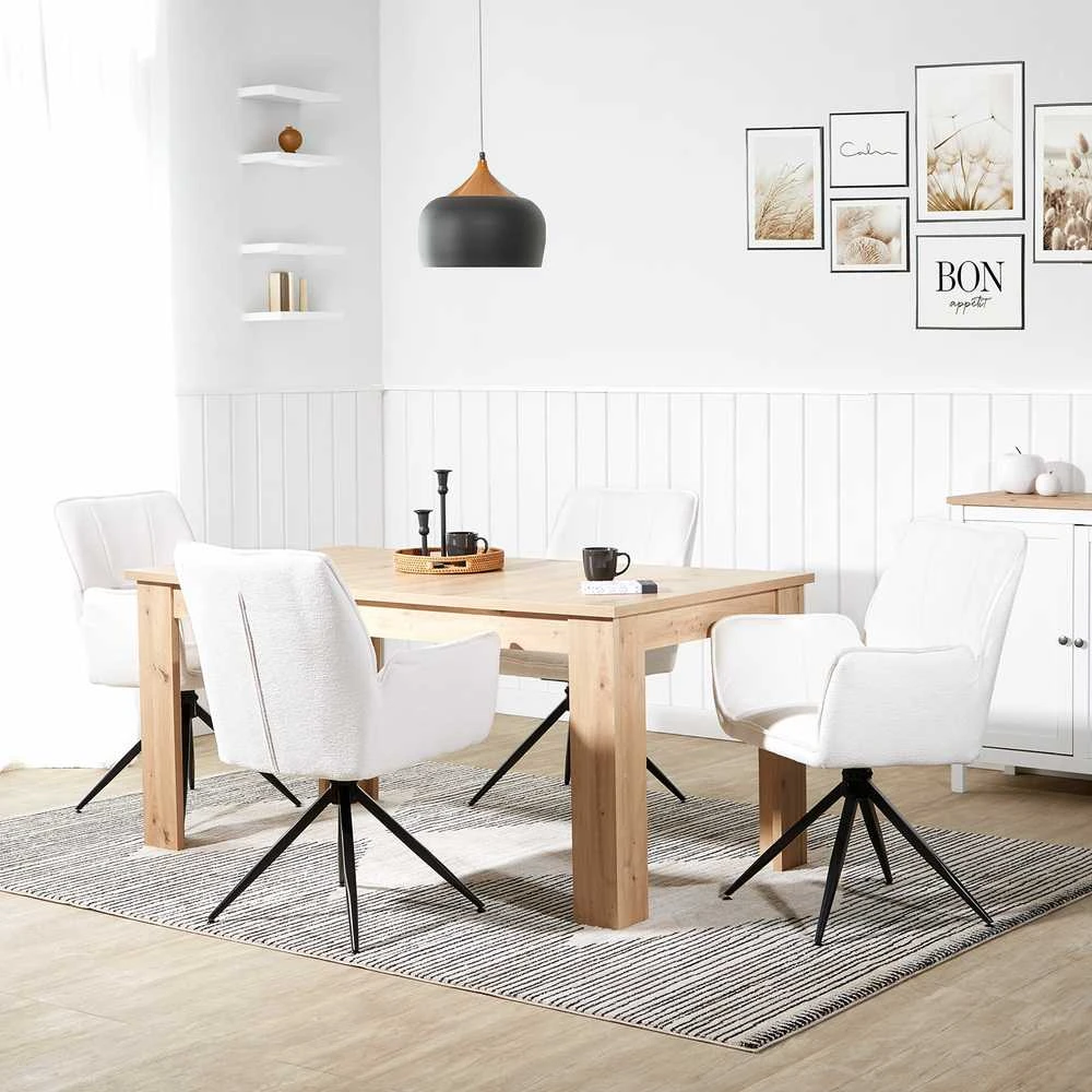 Homestyle4U Valgomojo kėdžių komplektas, 61x92,5x57,5 cm, balta
