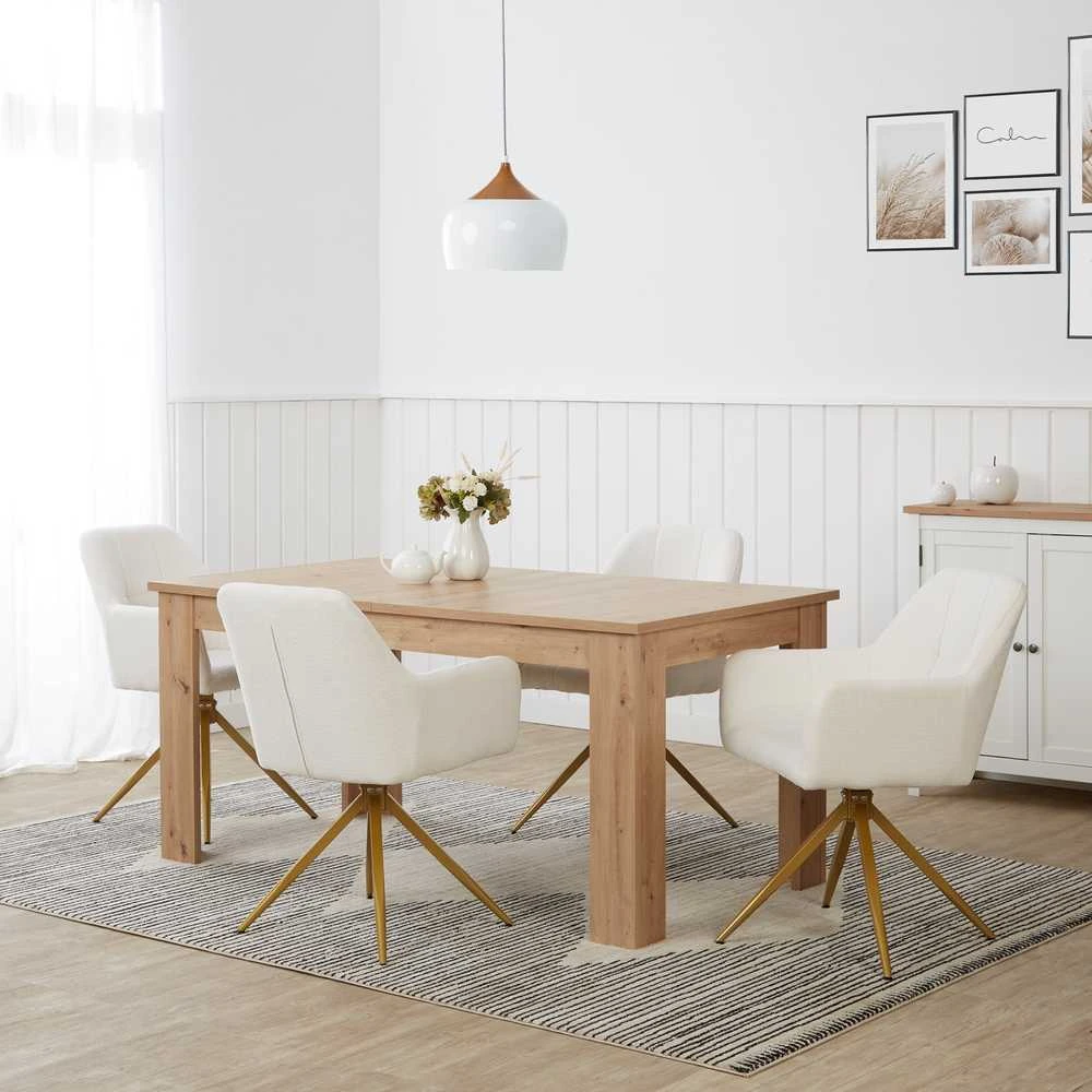 Homestyle4U Valgomojo kėdžių komplektas, 56x86x60 cm, smėlio spalvos