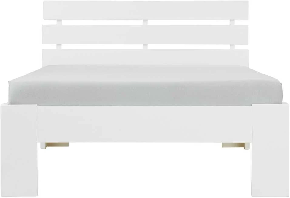 Homestyle4U Viengulė lova, medinis lovos rėmas su groteliniu pagrindu, 94x204x66 cm, balta