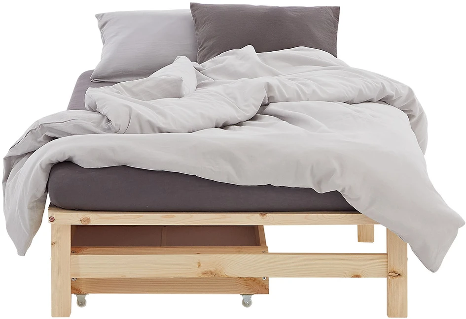 Homestyle4U Viengulė lova, 100x28x200 cm, ruda