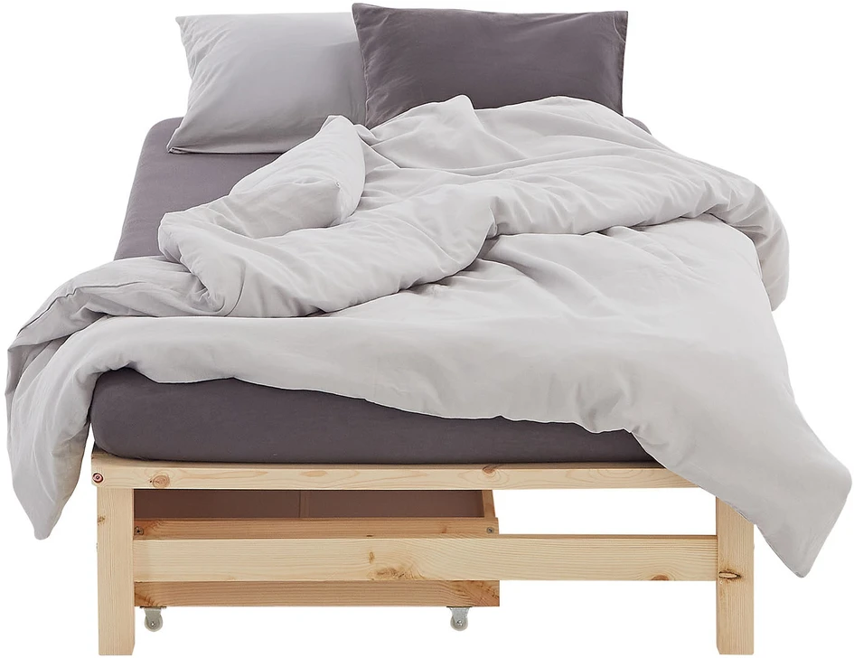 Homestyle4U Viengulė lova, 100x28x200 cm, ruda