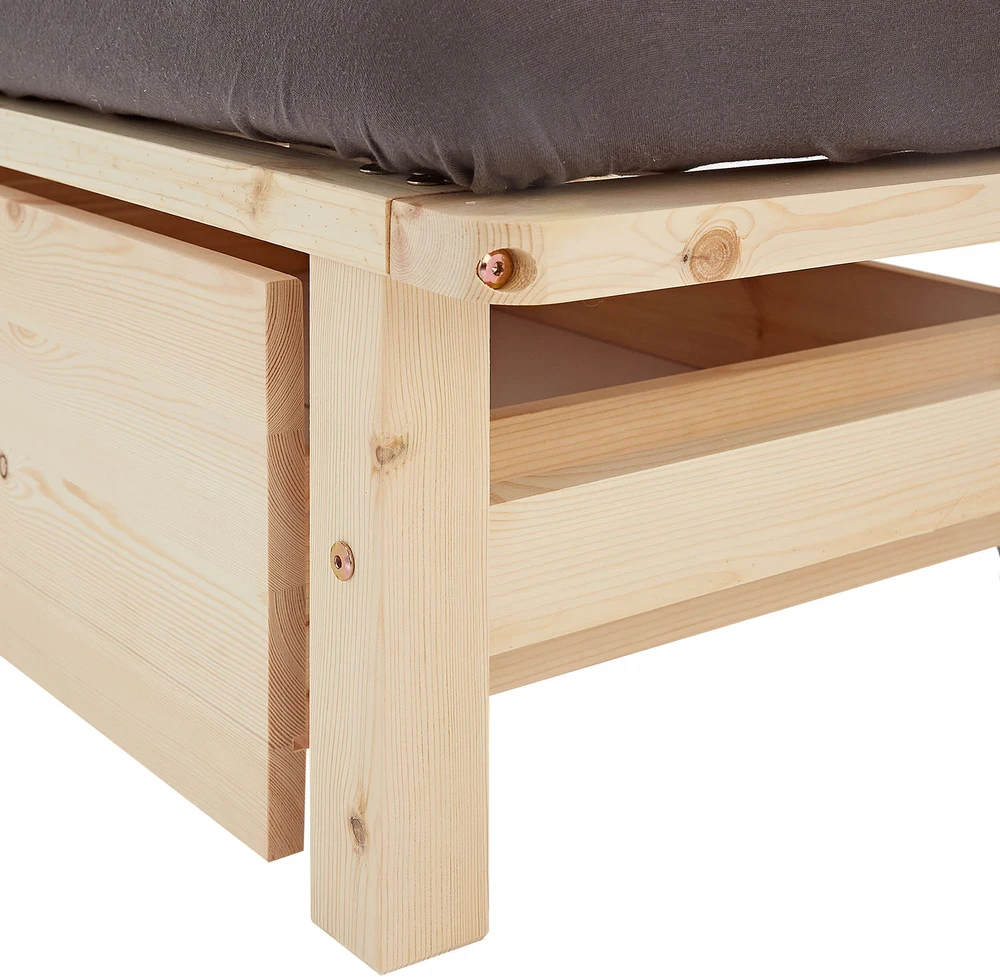 Homestyle4U Viengulė lova, 100x28x200 cm, ruda