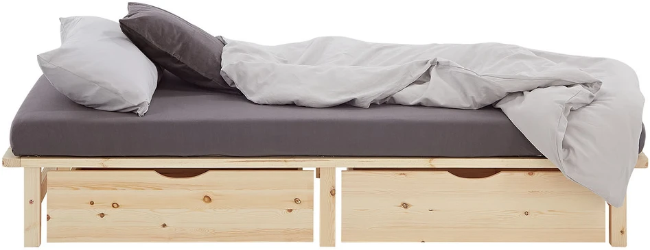 Homestyle4U Viengulė lova, 100x28x200 cm, ruda