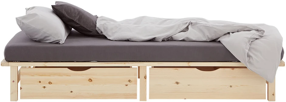 Homestyle4U Viengulė lova, 100x28x200 cm, ruda