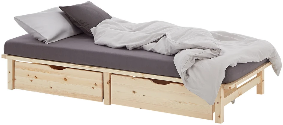 Homestyle4U Viengulė lova, 100x28x200 cm, ruda