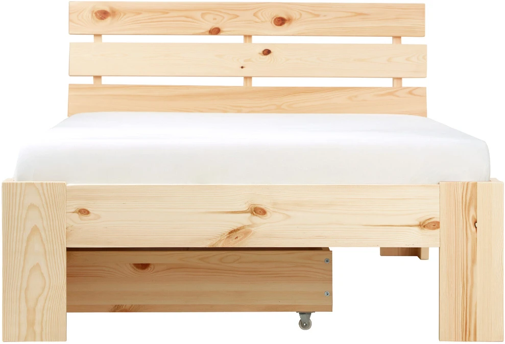 Homestyle4U Viengulė lova, 94.5x204.5x66.7 cm, ruda