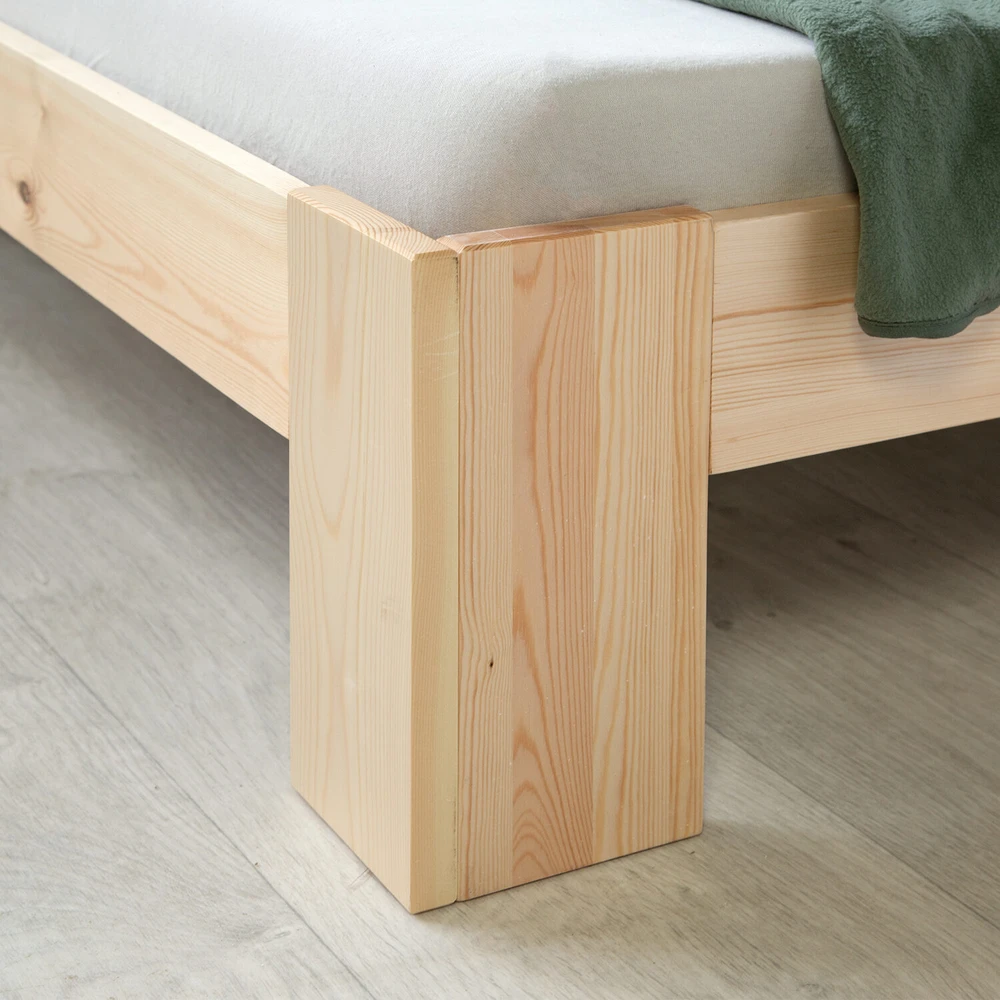 Homestyle4U Viengulė lova, 94.5x204.5x66.7 cm, ruda