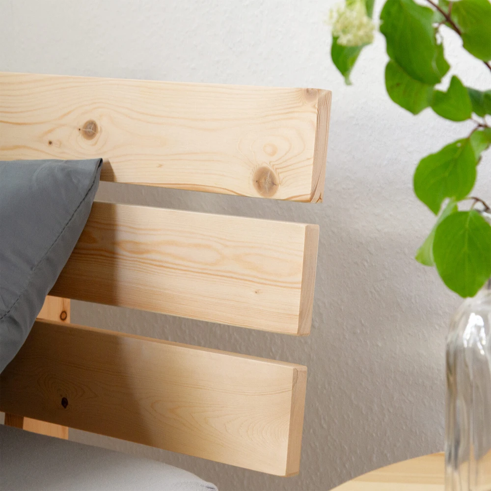 Homestyle4U Viengulė lova, 94.5x204.5x66.7 cm, ruda