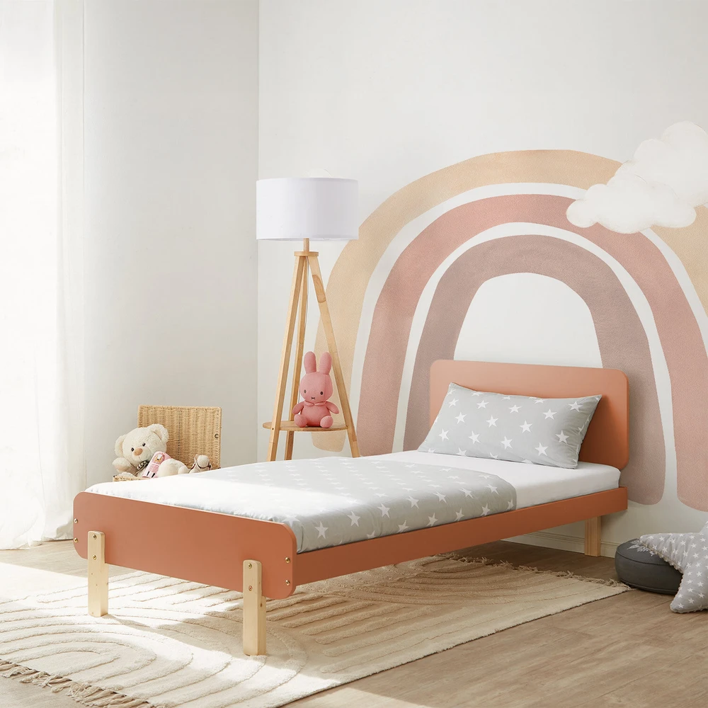 Homestyle4U Viengulė lova, 95x76.5x209 cm, raudona