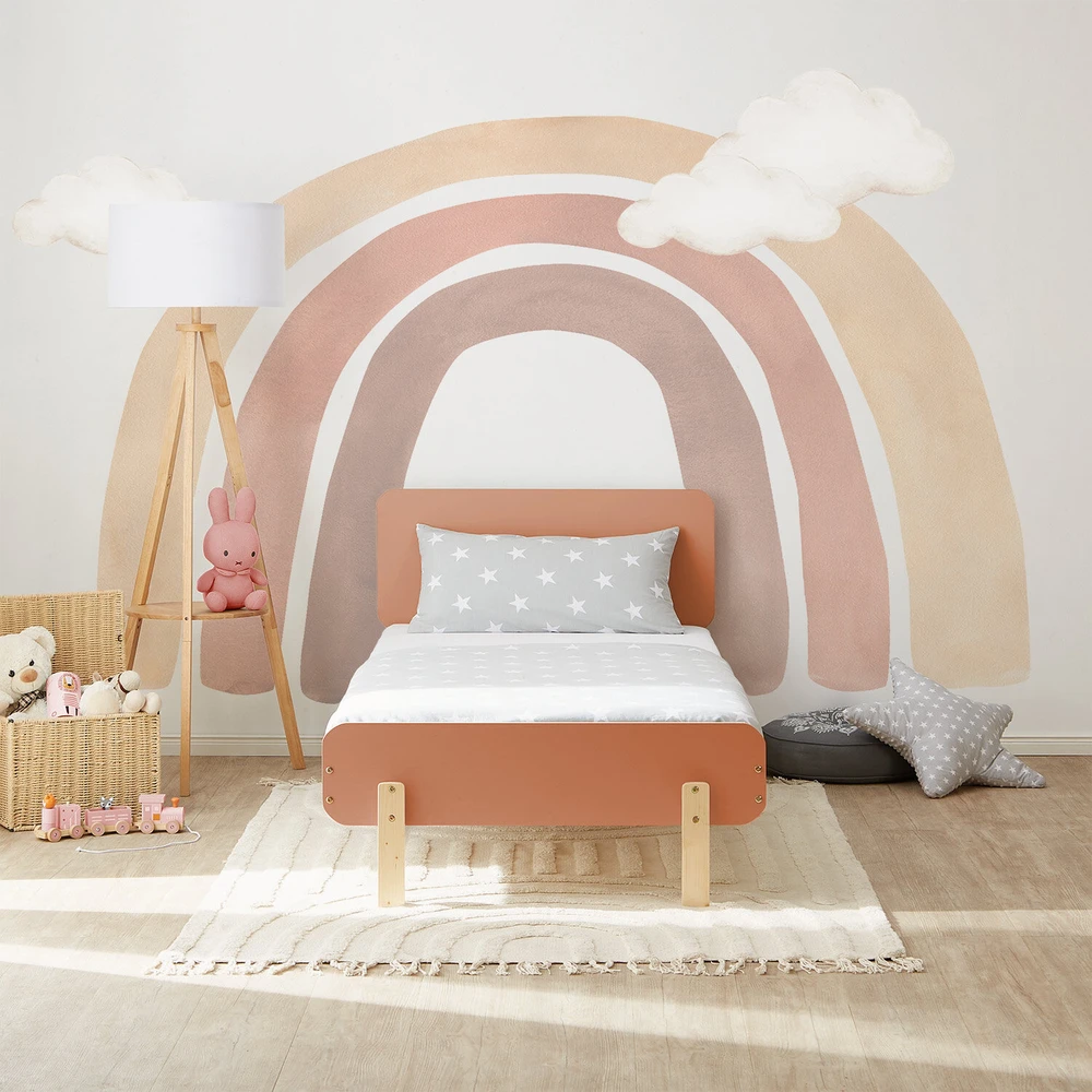Homestyle4U Viengulė lova, 95x76.5x209 cm, raudona