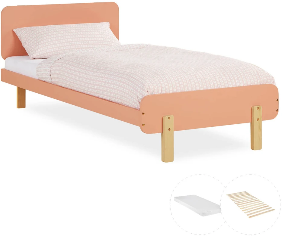 Homestyle4U Viengulė lova, 95x76.5x209 cm, raudona