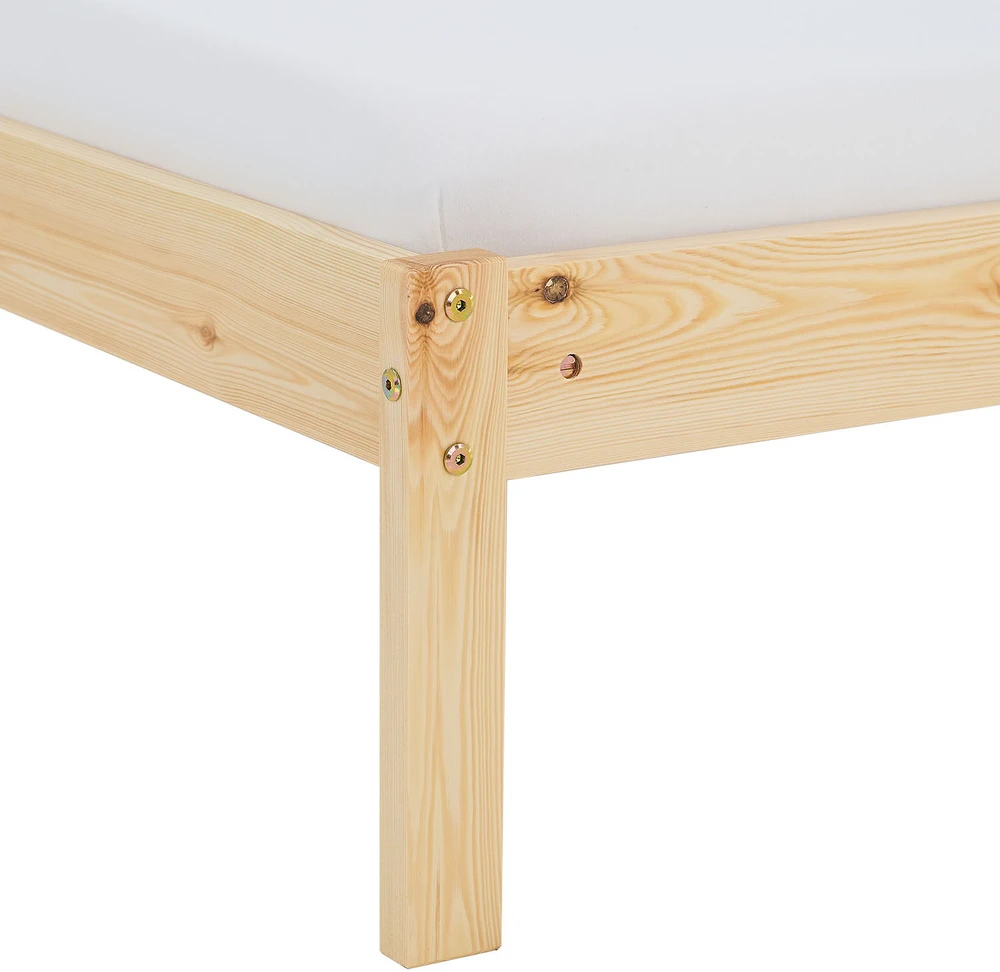Homestyle4U Viengulė lova, 96x206 cm, ruda