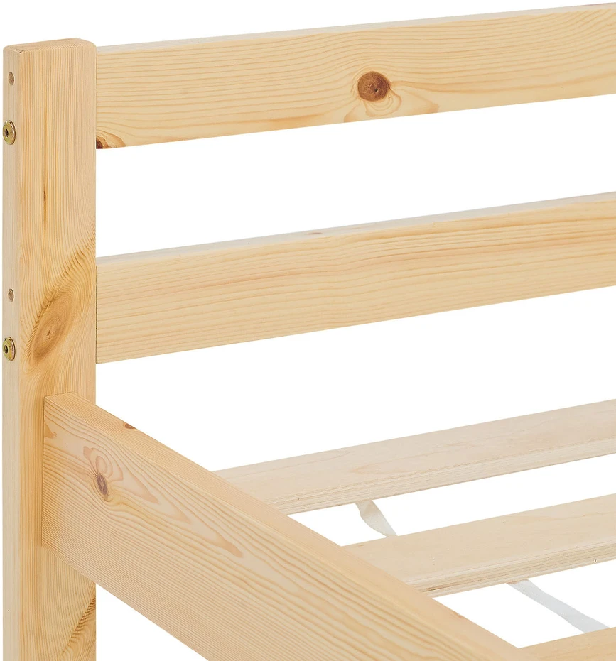 Homestyle4U Viengulė lova, 96x206 cm, ruda