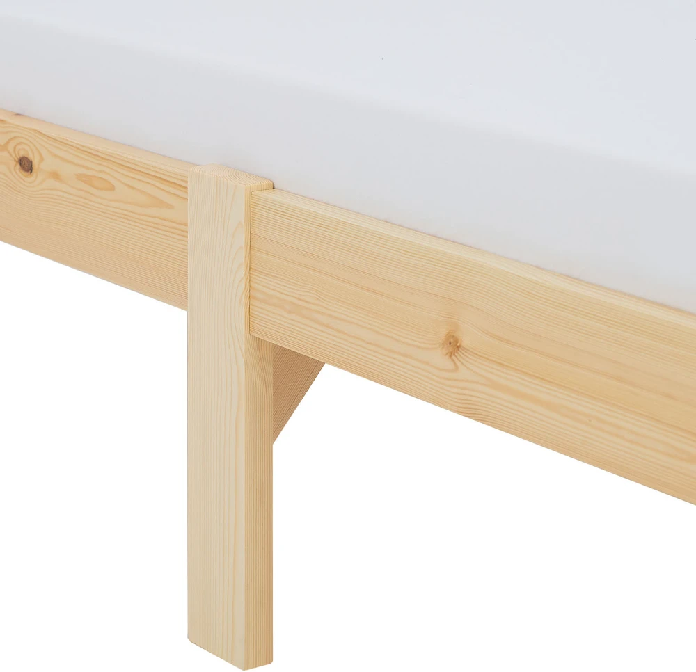 Homestyle4U Viengulė lova, 96x206 cm, ruda