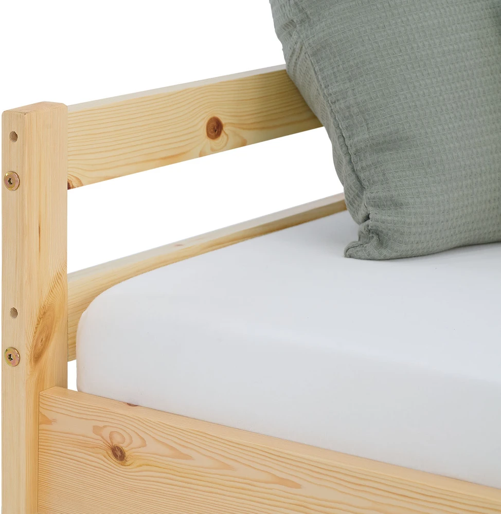 Homestyle4U Viengulė lova, 96x206 cm, ruda