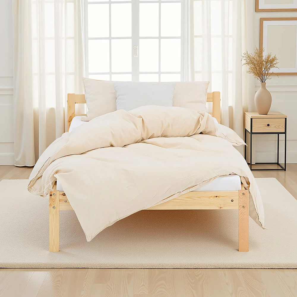 Homestyle4U Viengulė lova, 96x206 cm, ruda