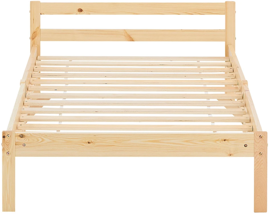 Homestyle4U Viengulė lova, 96x206 cm, ruda