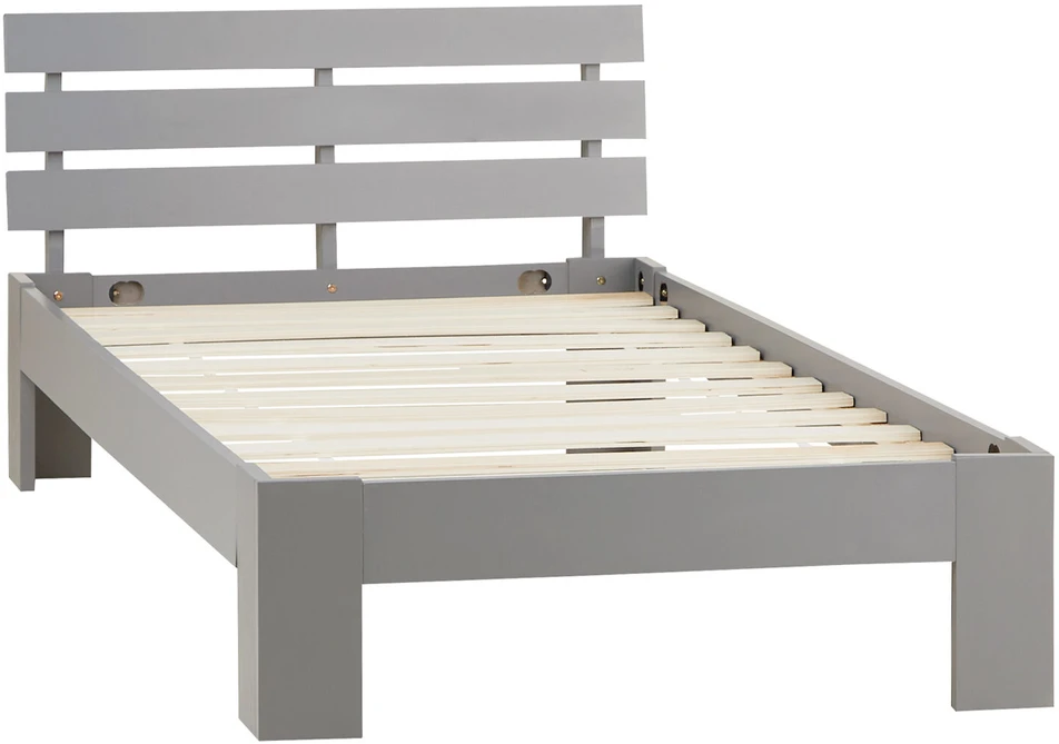 Homestyle4U Viengulė lova, medinė pušies lovos rėmas, 94,5x204,5x66,7 cm, pilka