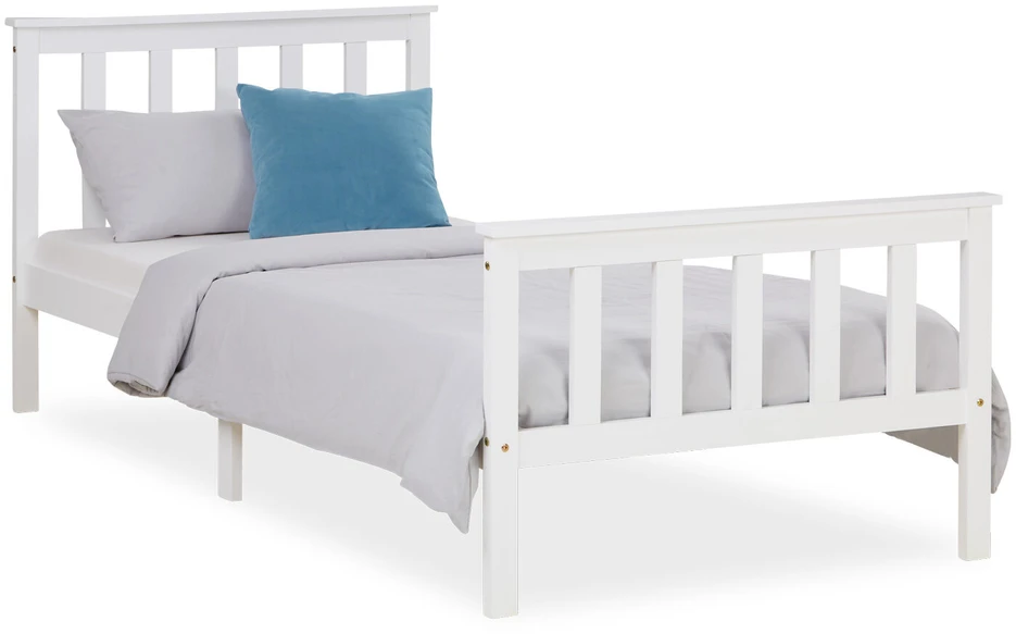 Homestyle4U Viengulė lova, medinė Shaker stiliaus dienos lova, 98x206x82 cm, balta