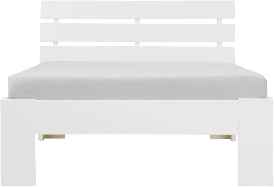 Homestyle4U Viengulė lova, medinis lovos rėmas su groteliniu pagrindu, 94x204x66 cm, balta