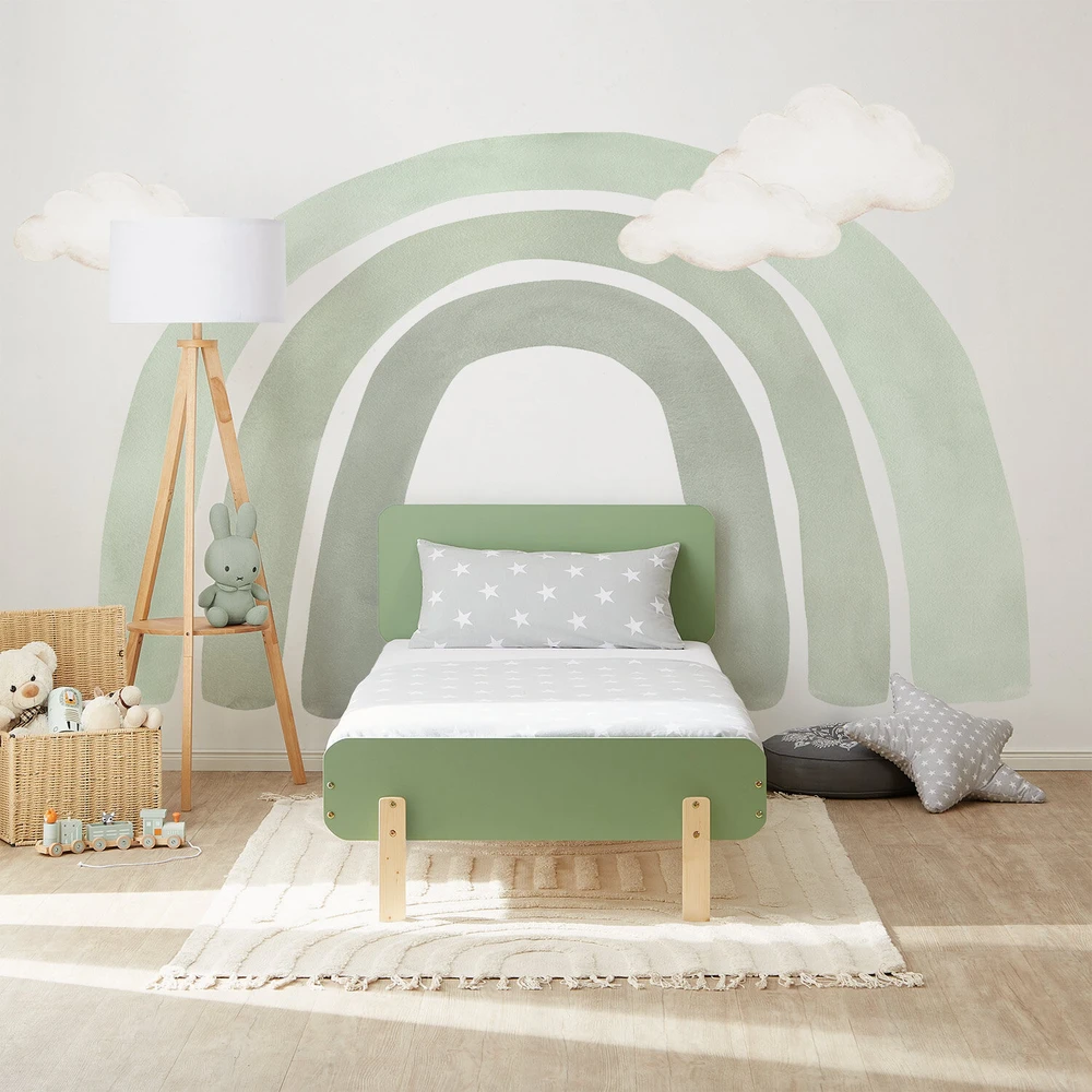 Homestyle4U Vienvietė lova, 95x76,5x209 cm, žalia