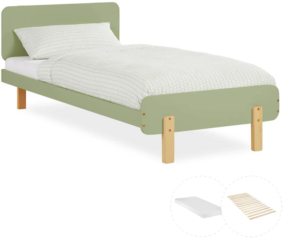 Homestyle4U Vienvietė lova, 95x76,5x209 cm, žalia