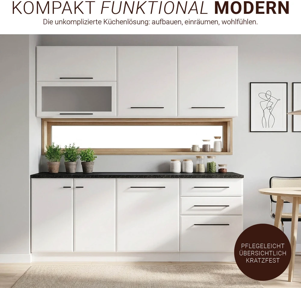 Homestyle4U Virtuvės spintelė, 200x85x60 cm, balta, su laikymo vieta