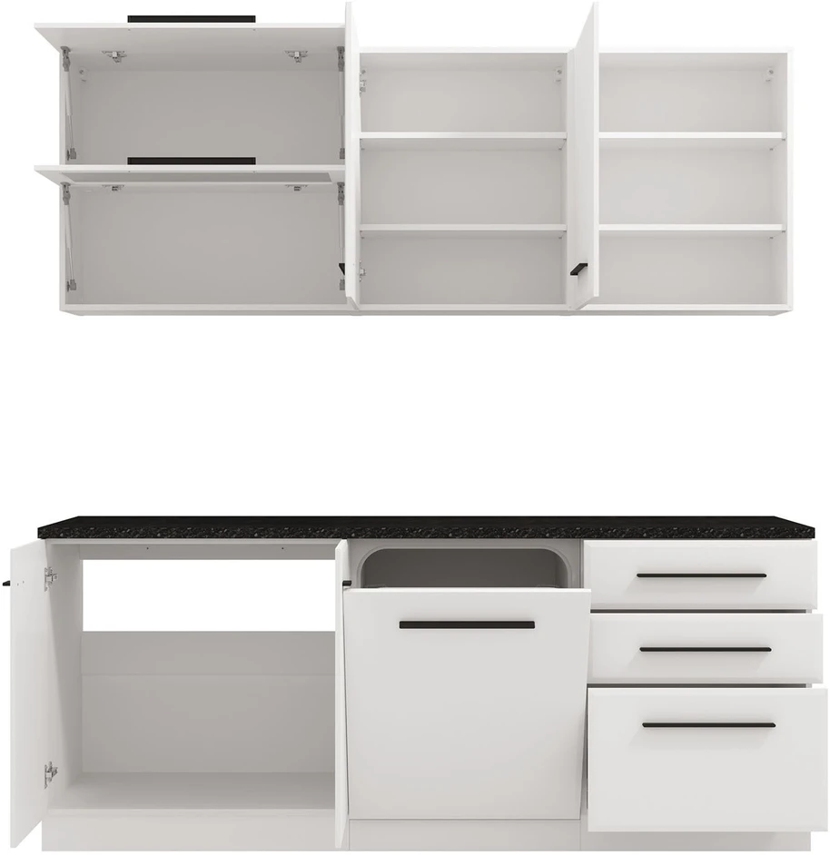 Homestyle4U Virtuvės spintelė, 200x85x60 cm, balta, su laikymo vieta