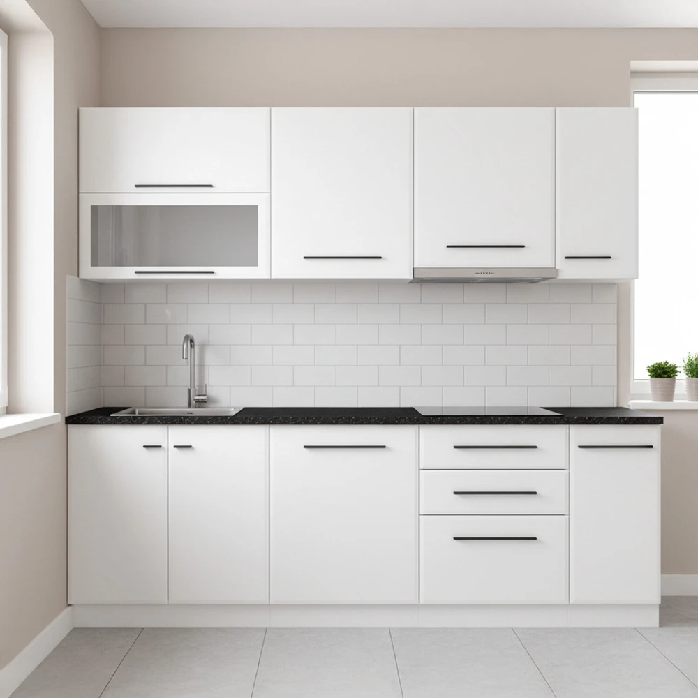 Homestyle4U Virtuvės spintelė, 200x85x60 cm, balta, su laikymo vieta
