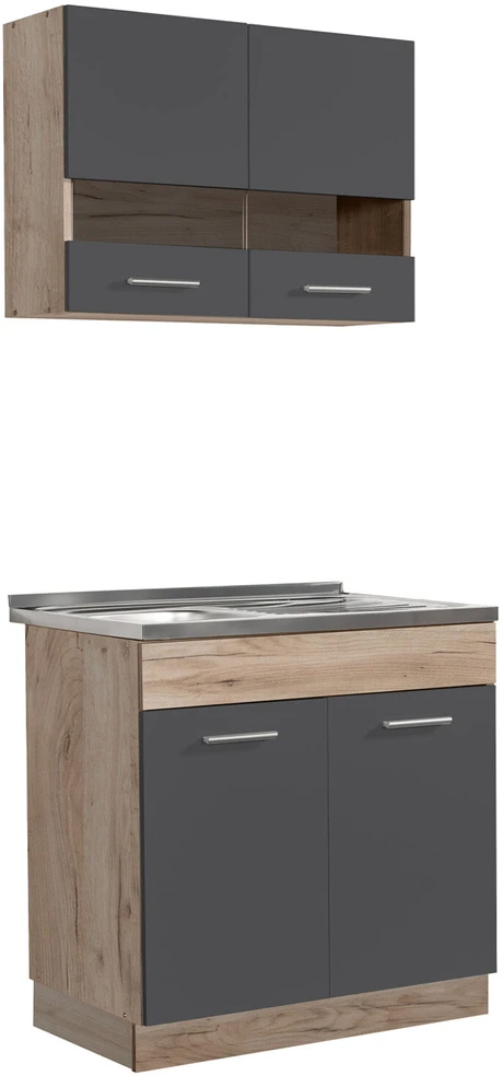 Homestyle4U Virtuvės spintelė, 80x180x51,5 cm, pilka