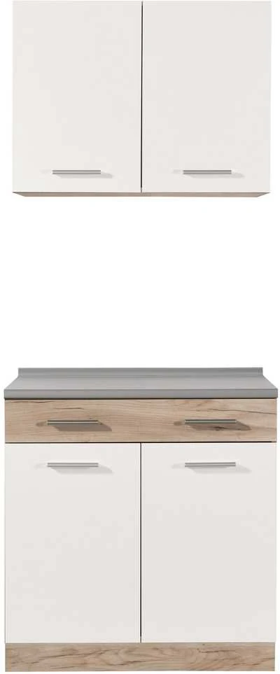 Homestyle4U Virtuvės spintelė, 80x180x60 cm, balta, ruda