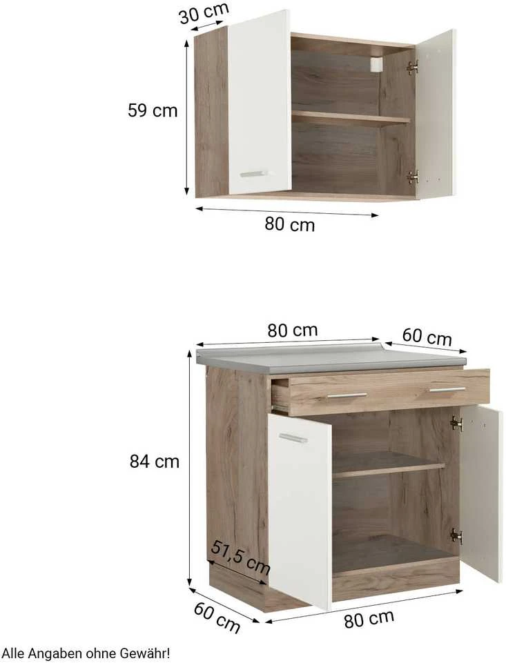 Homestyle4U Virtuvės spintelė, 80x180x60 cm, balta, ruda