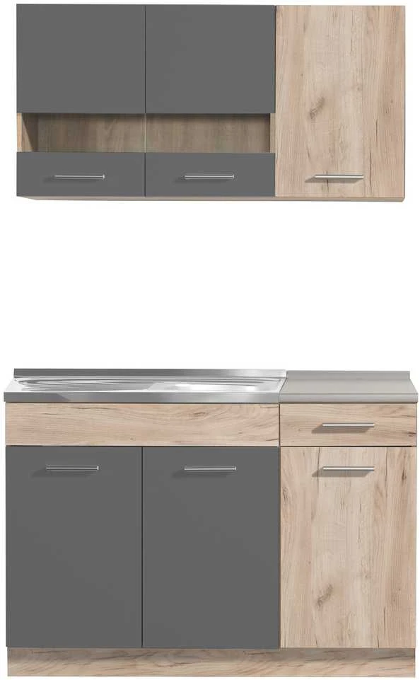 Homestyle4U Virtuvės spintelių komplektas, 120x60x206.5 cm, pilka