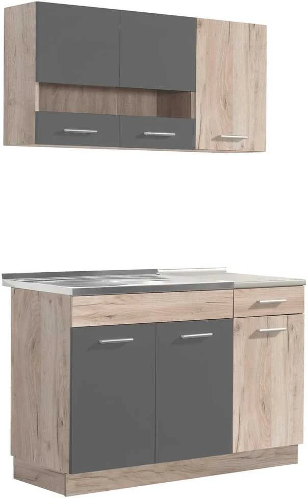 Homestyle4U Virtuvės spintelių komplektas, 120x60x206.5 cm, pilka