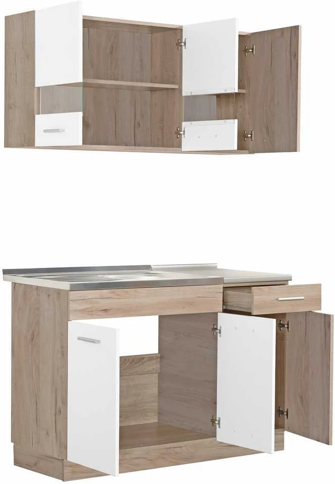 Homestyle4U Virtuvės spintelių komplektas, 120x60x206.5 cm, balta