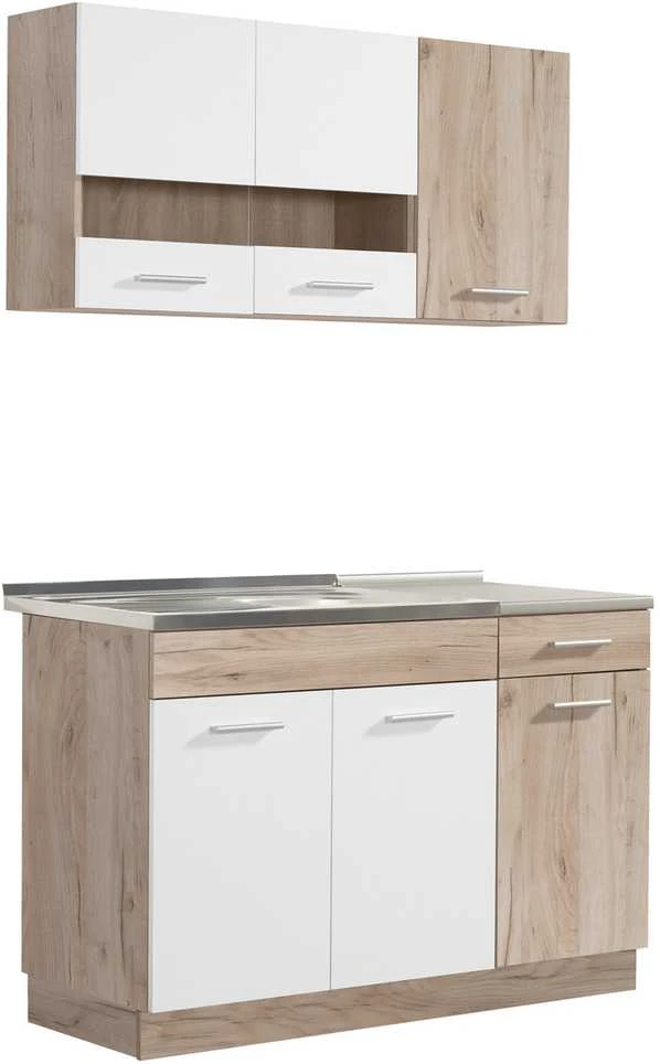 Homestyle4U Virtuvės spintelių komplektas, 120x60x206.5 cm, balta