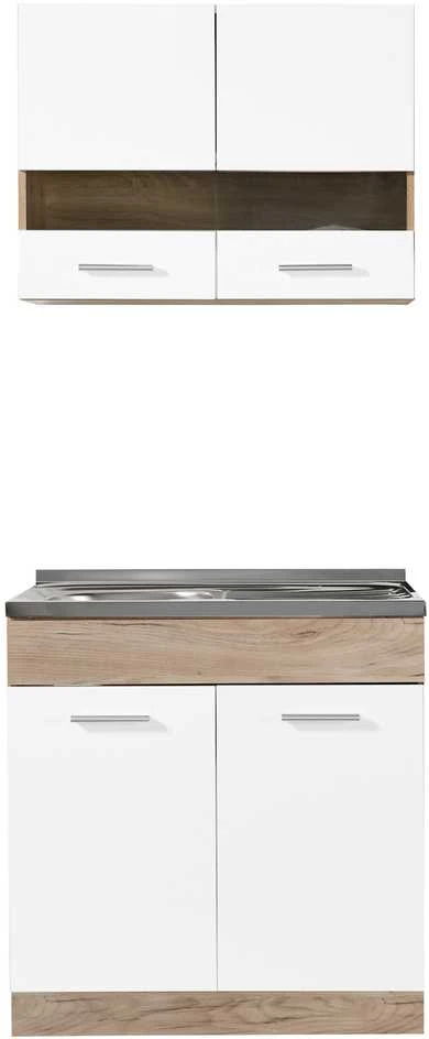 Homestyle4U Virtuvės spintelė, 80x180x51.5 cm, Balta, Ruda