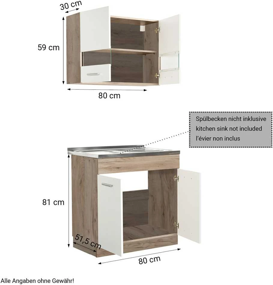 Homestyle4U Virtuvės spintelė, 80x180x51.5 cm, Balta, Ruda