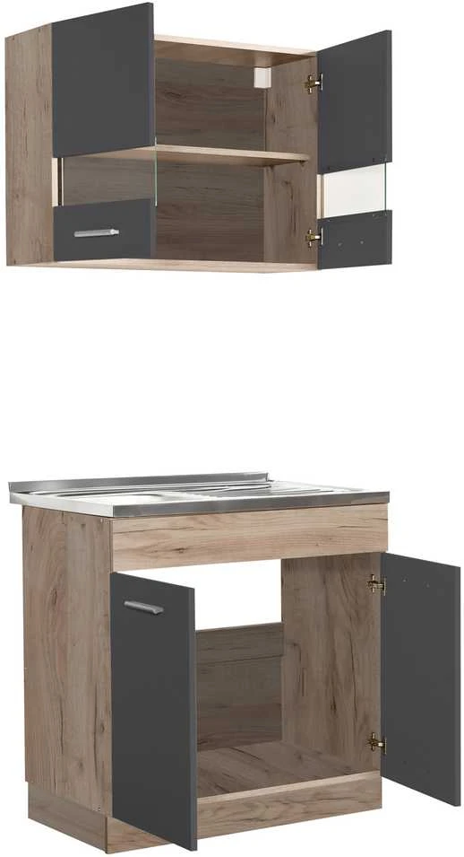 Homestyle4U Virtuvės spintelė, 80x180x51,5 cm, pilka