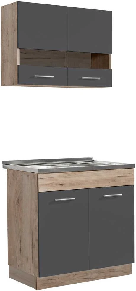 Homestyle4U Virtuvės spintelė, 80x180x51,5 cm, pilka