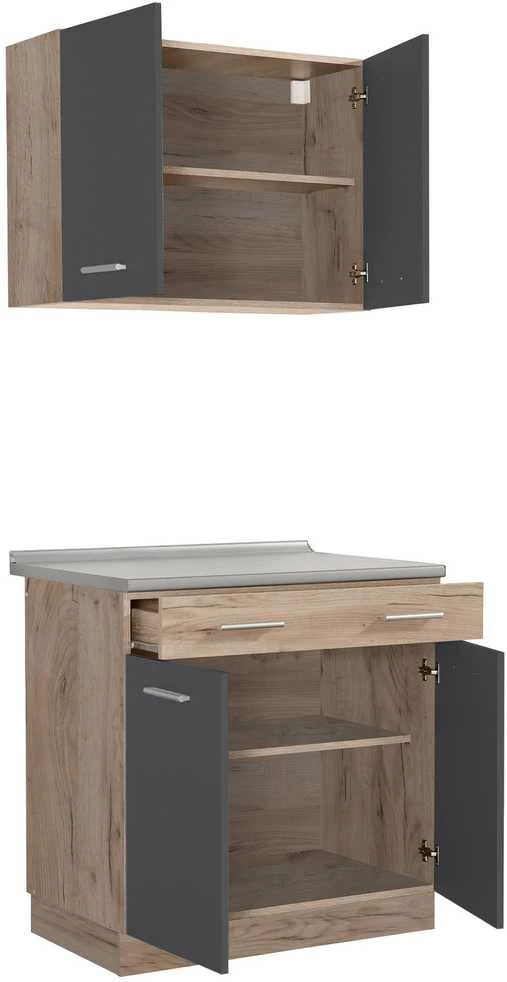 Homestyle4U Virtuvės spintelė, 80x180x60 cm, pilka