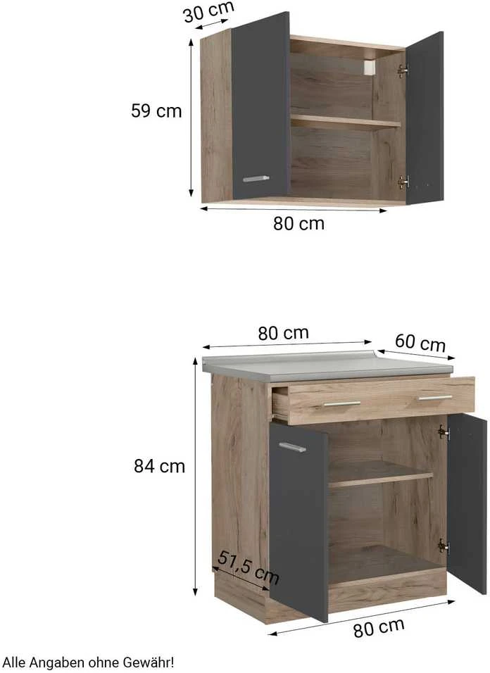 Homestyle4U Virtuvės spintelė, 80x180x60 cm, pilka