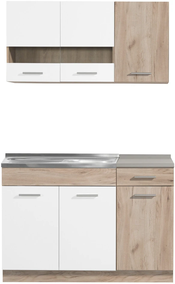 Homestyle4U Virtuvės spintelių komplektas, 120x60x206.5 cm, balta