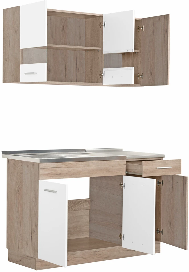 Homestyle4U Virtuvės spintelių komplektas, 120x60x206.5 cm, balta
