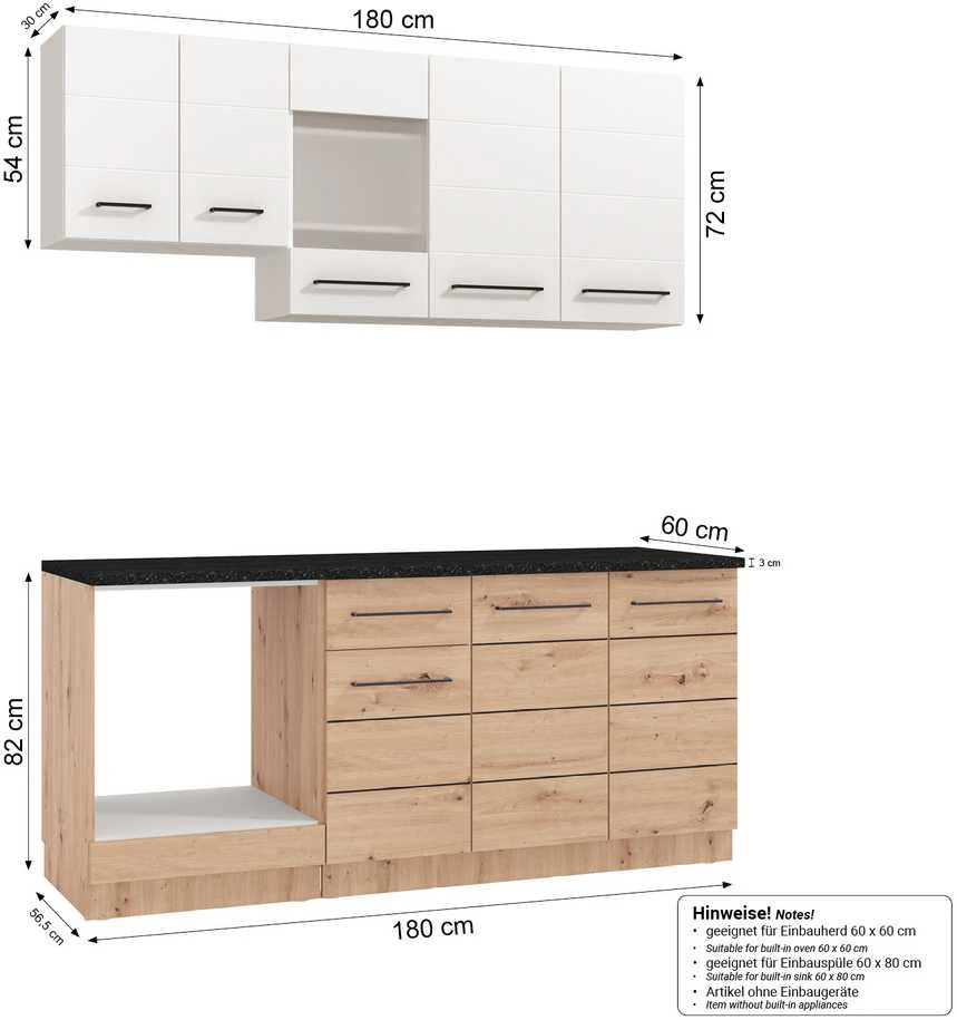 Homestyle4U Virtuvės spintelė, 180x200x60 cm, balta