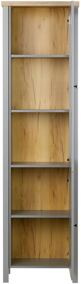 Homestyle4U Vitrina, 55x200x38 cm, Pilka