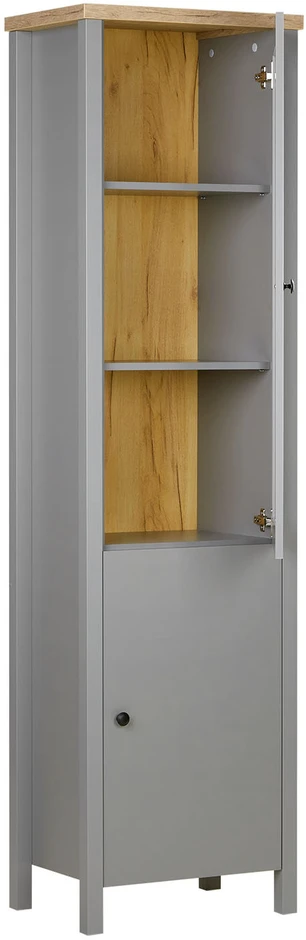 Homestyle4U Vitrina, 55x200x38 cm, Pilka