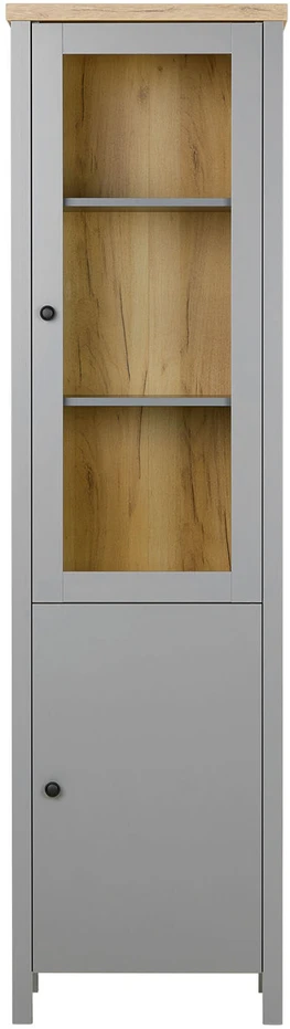Homestyle4U Vitrina, 55x200x38 cm, Pilka
