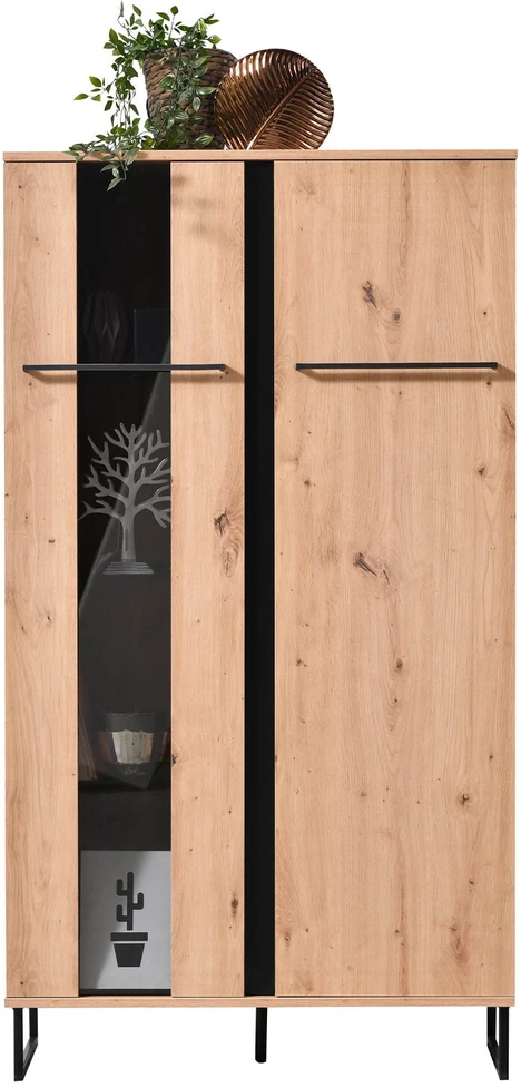 Homestyle4U Vitrina, 84,5x153x35 cm, ruda ir juoda